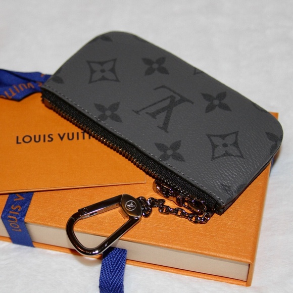 LOUIS VUITTON Pochette Cles Key Pouch Monogram Eclipse Reverse Purse Card Wallet - Picture 4 of 11